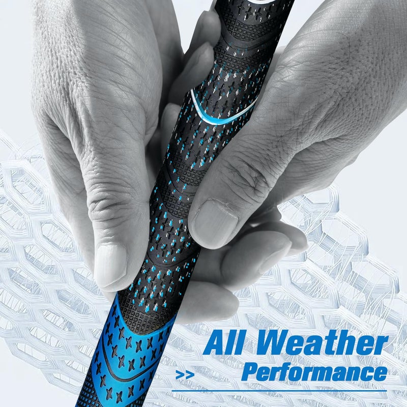 Geoleap Golf Grips Set of 13- Cord Rubber Compound Material, Hybrid Golf Club Grips, All Weather Performance. (Blue, Midsize) - Image 3